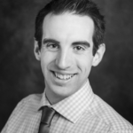 Black and white academic portrait for grant application