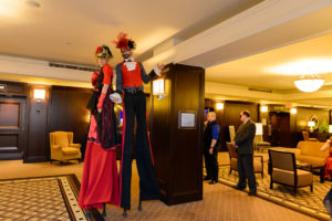 Stilt performers at corporate event